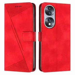For Honor 70 Dream Triangle Leather Phone Case with Lanyard(Red)