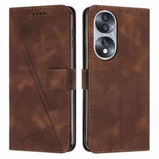 For Honor 70 Dream Triangle Leather Phone Case with Lanyard(Brown)