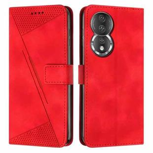 For Honor 80 Dream Triangle Leather Phone Case with Lanyard(Red)