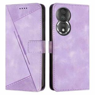 For Honor 80 Dream Triangle Leather Phone Case with Lanyard(Purple)