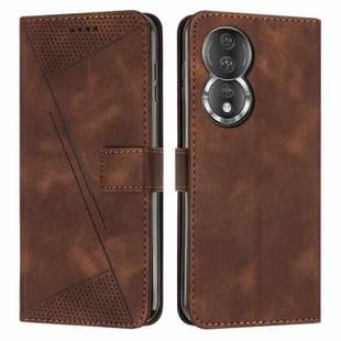 For Honor 80 Dream Triangle Leather Phone Case with Lanyard(Brown)