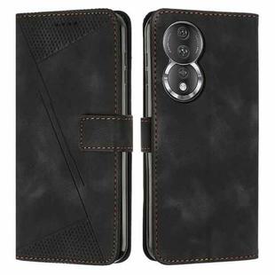 For Honor 80 Dream Triangle Leather Phone Case with Lanyard(Black)
