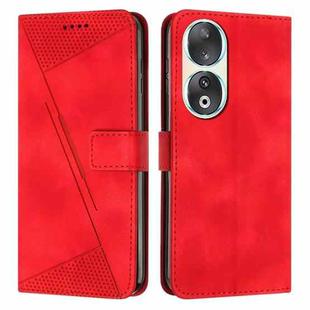 For Honor 90 Dream Triangle Leather Phone Case with Lanyard(Red)