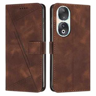 For Honor 90 Dream Triangle Leather Phone Case with Lanyard(Brown)