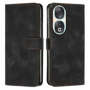 For Honor 90 Dream Triangle Leather Phone Case with Lanyard(Black)