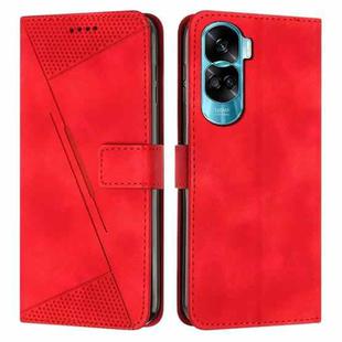 For Honor 90 Lite Dream Triangle Leather Phone Case with Lanyard(Red)