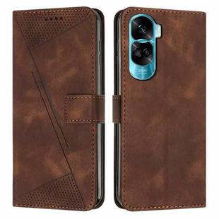 For Honor 90 Lite Dream Triangle Leather Phone Case with Lanyard(Brown)