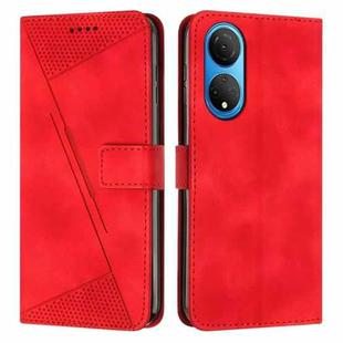 For Honor X7 4G Dream Triangle Leather Phone Case with Lanyard(Red)