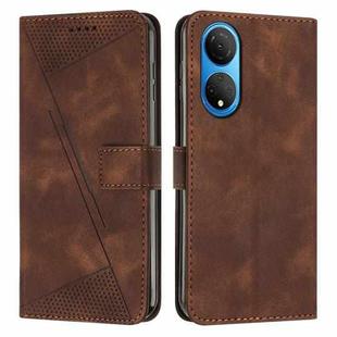 For Honor X7 4G Dream Triangle Leather Phone Case with Lanyard(Brown)
