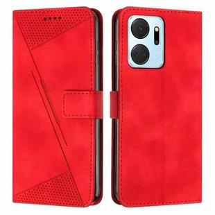 For Honor X7a Dream Triangle Leather Phone Case with Lanyard(Red)