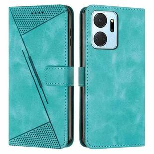 For Honor X7a Dream Triangle Leather Phone Case with Lanyard(Green)