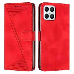 For Honor X8 4G Dream Triangle Leather Phone Case with Lanyard(Red)