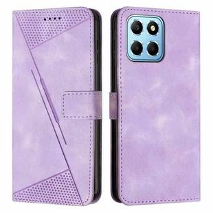 For Honor X8 5G Dream Triangle Leather Phone Case with Lanyard(Purple)