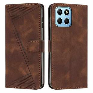 For Honor X8 5G Dream Triangle Leather Phone Case with Lanyard(Brown)