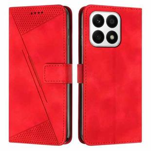 For Honor X8a Dream Triangle Leather Phone Case with Lanyard(Red)