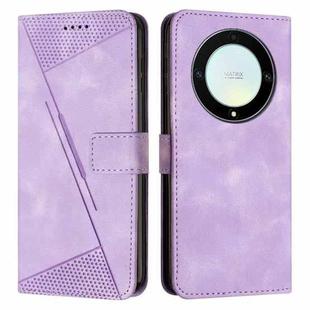 For Honor X9a Dream Triangle Leather Phone Case with Lanyard(Purple)