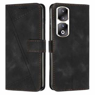 For Honor 90 Pro Dream Triangle Leather Phone Case with Lanyard(Black)