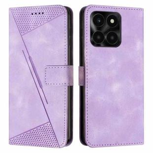 For Honor X6a Dream Triangle Leather Phone Case with Lanyard(Purple)