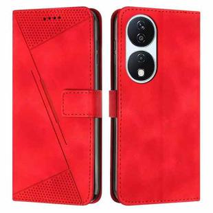 For Honor X7b Dream Triangle Leather Phone Case with Lanyard(Red)