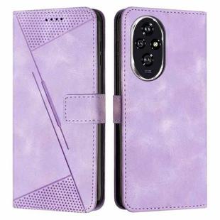 For Honor 200 Dream Triangle Leather Phone Case with Lanyard(Purple)