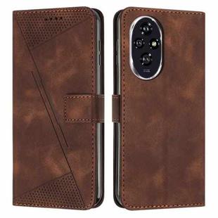 For Honor 200 Dream Triangle Leather Phone Case with Lanyard(Brown)