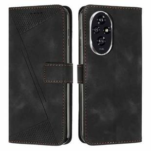 For Honor 200 Dream Triangle Leather Phone Case with Lanyard(Black)