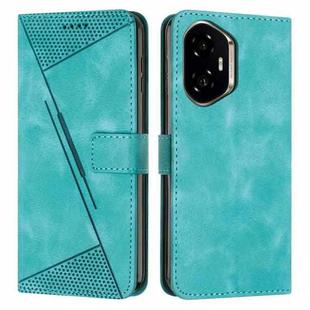 For Honor 300 Dream Triangle Leather Phone Case with Lanyard(Green)