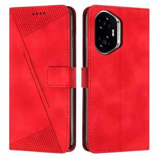 For Honor 400 Dream Triangle Leather Phone Case with Lanyard(Red)