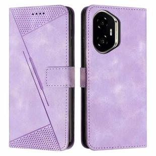 For Honor 400 Dream Triangle Leather Phone Case with Lanyard(Purple)