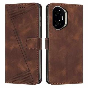 For Honor 400 Dream Triangle Leather Phone Case with Lanyard(Brown)
