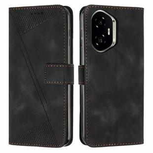 For Honor 400 Dream Triangle Leather Phone Case with Lanyard(Black)