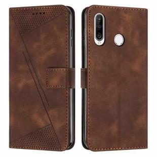 For Huawei P30 Lite Dream Triangle Leather Phone Case with Lanyard(Brown)