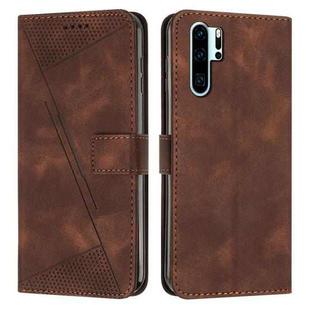 For Huawei P30 Pro Dream Triangle Leather Phone Case with Lanyard(Brown)
