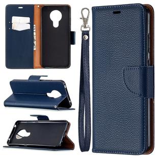 For Nokia 5.3 Litchi Texture Pure Color Horizontal Flip Leather Case with Holder & Card Slots & Wallet & Lanyard(Dark Blue)