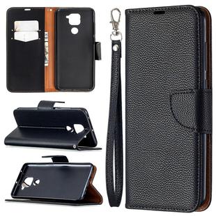 For Xiaomi Redmi Note 9 Litchi Texture Pure Color Horizontal Flip Leather Case with Holder & Card Slots & Wallet & Lanyard(Black)