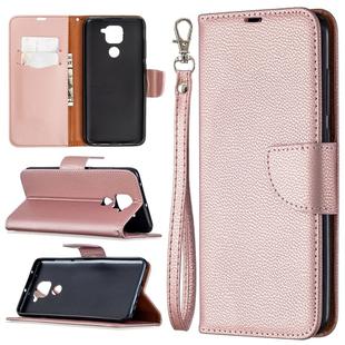 For Xiaomi Redmi Note 9 Litchi Texture Pure Color Horizontal Flip Leather Case with Holder & Card Slots & Wallet & Lanyard(Rose Gold)