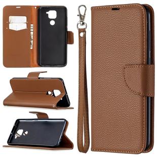 For Xiaomi Redmi Note 9 Litchi Texture Pure Color Horizontal Flip Leather Case with Holder & Card Slots & Wallet & Lanyard(Brown)