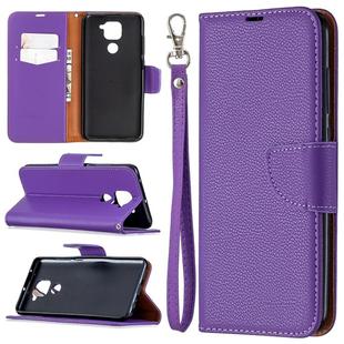 For Xiaomi Redmi Note 9 Litchi Texture Pure Color Horizontal Flip Leather Case with Holder & Card Slots & Wallet & Lanyard(Purple)