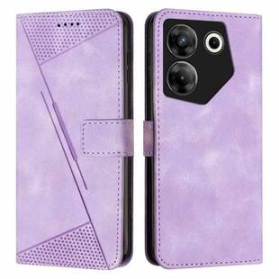 For Tecno Camon 20 Pro 5G Dream Triangle Leather Phone Case with Lanyard(Purple)