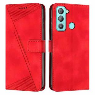 For Tecno Pop 5 LTE Dream Triangle Leather Phone Case with Lanyard(Red)