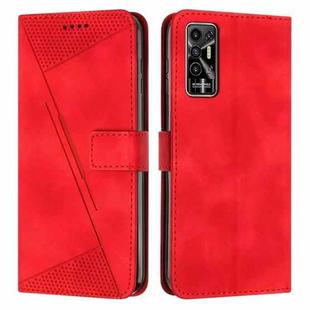 For Tecno Pova 2 Dream Triangle Leather Phone Case with Lanyard(Red)