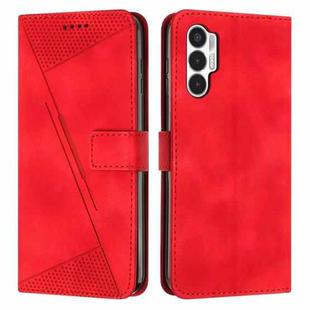 For Tecno Pova 3 Dream Triangle Leather Phone Case with Lanyard(Red)