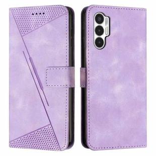 For Tecno Pova 3 Dream Triangle Leather Phone Case with Lanyard(Purple)