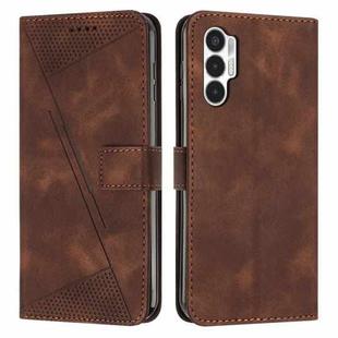 For Tecno Pova 3 Dream Triangle Leather Phone Case with Lanyard(Brown)