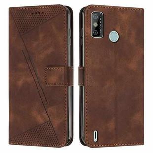 For Tecno Spark Go 2020 Dream Triangle Leather Phone Case with Lanyard(Brown)