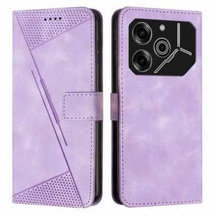 For Tecno Pova 6 Pro Dream Triangle Leather Phone Case with Lanyard(Purple)