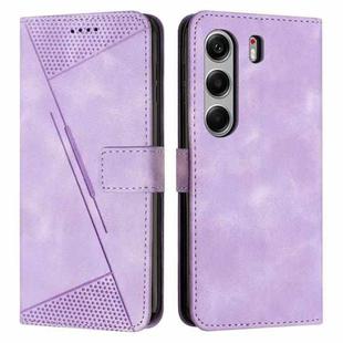 For Tecno Camon 40 4G Dream Triangle Leather Phone Case with Lanyard(Purple)