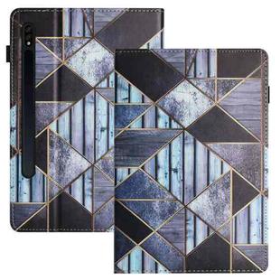 For Samsung Galaxy Tab S7 Sewing Litchi Texture Smart Leather Tablet Case(Marble)