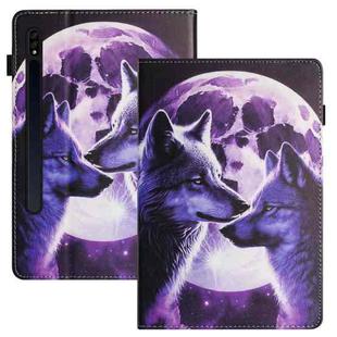 For Samsung Galaxy Tab S7 Sewing Litchi Texture Smart Leather Tablet Case(Wolf)