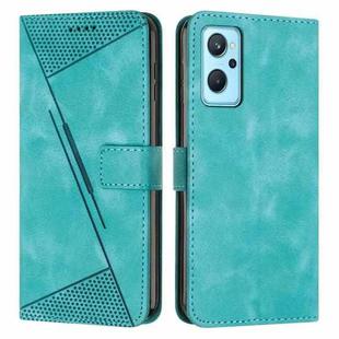 For Realme 9i Dream Triangle Leather Phone Case with Lanyard(Green)